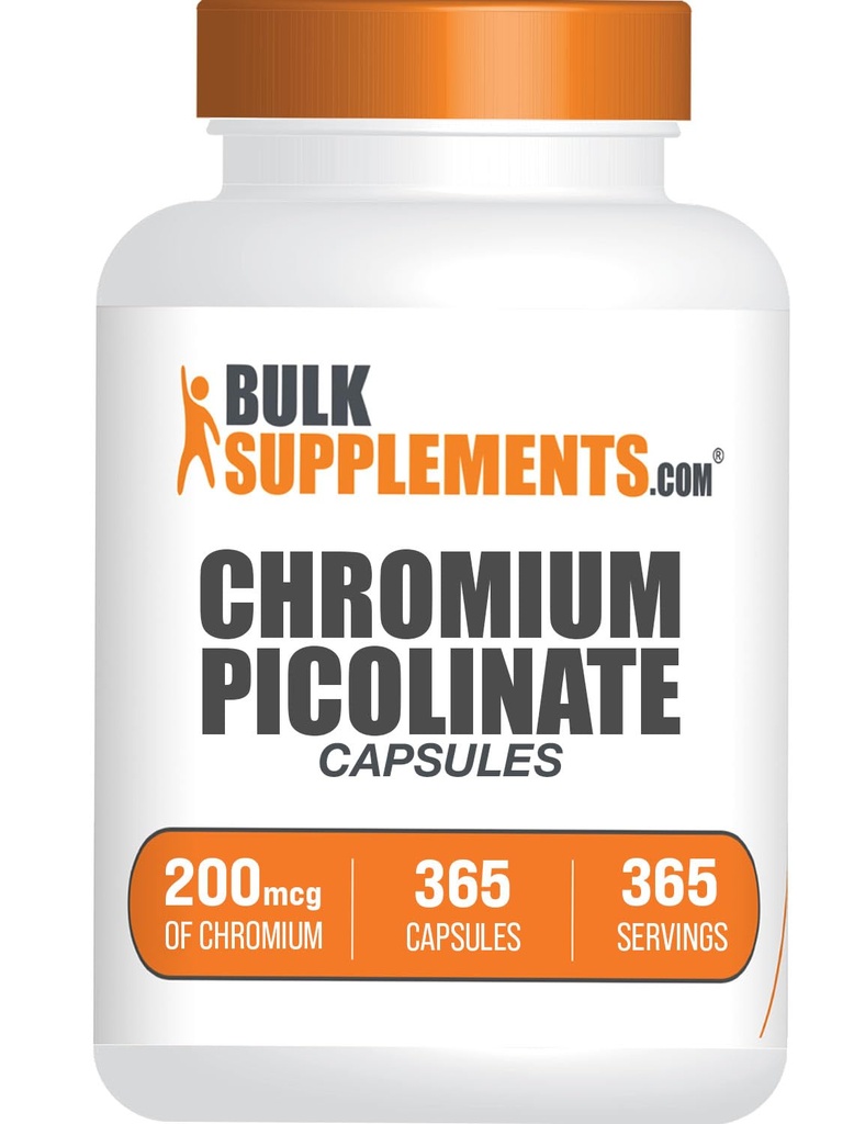 BulkSupplements.com Κάψουλες Πικολινικό Χρώμιο - Συμπλήρωμα Χρώμιο, Συμπλήρωμα Ορυκτού - Χωρίς γλουτένη, 1 Κάψουλα ανά υπηρεσία, 365 Count (Pack of 1)