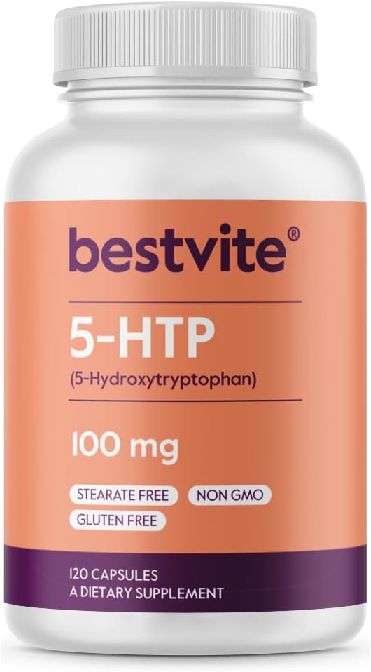 BESTVITE 5-HTP 100mg (120 κάψουλες) - Δεν Stearates - Δεν Flow Agents - Μη ΓΤΟ - Χωρίς γλουτένη