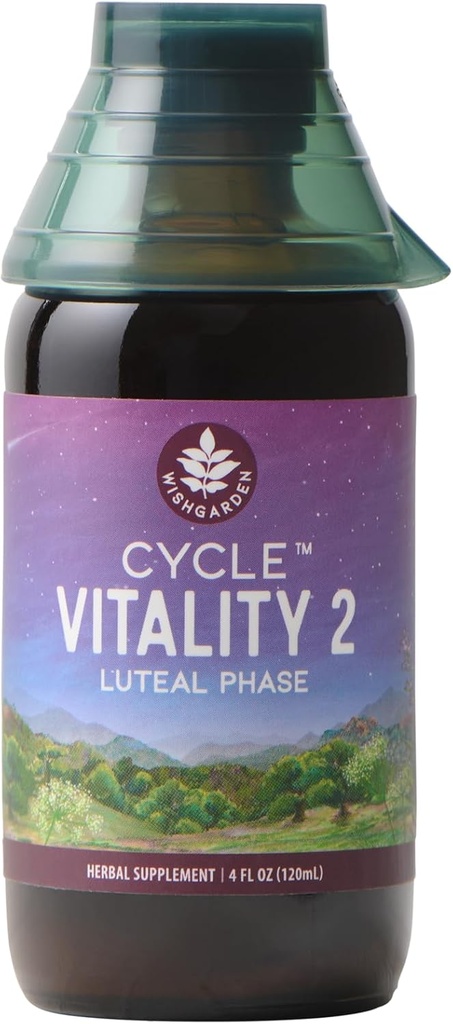 WishGarden Herbs Cycle Vitality 2 Luteal Phase - Plant-based Progesterone Supplement with Wild Yam & Vitex Chasteberry Supports Υγιείς Εμμηνορροϊκοί Κύκλοι, Γονιμότητα & Υγιεινή Προγεστερόνη Επίπεδα, 4oz