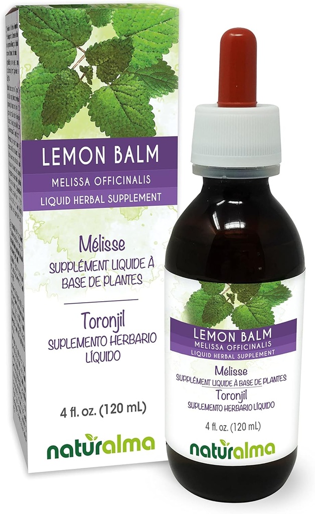 Naturalma Lemon Balm (Melissa officinalis) Φύλλο Χωρίς Αλκοόλ Βάμμα - 4 fl oz Liquid Extract in Drops - Βότανο συμπλήρωμα - Vegan