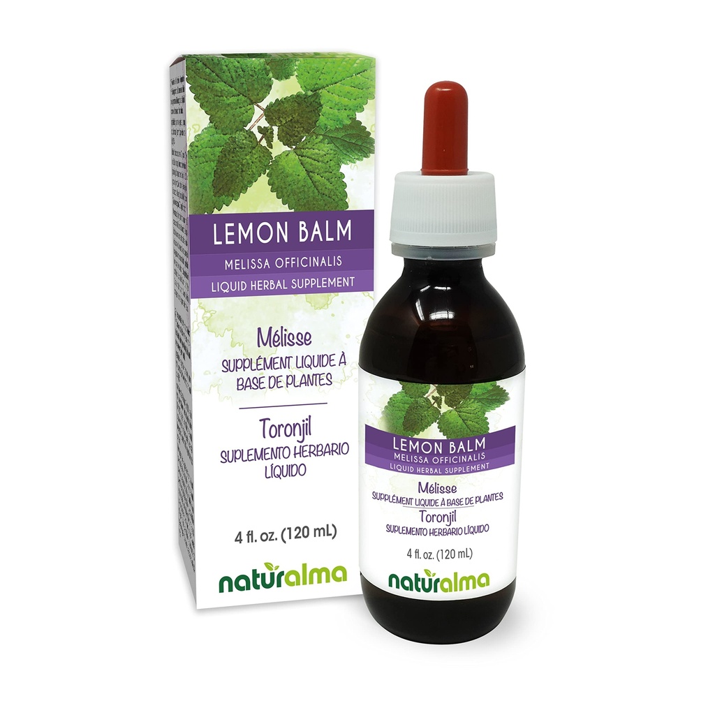Naturalma Lemon Balm (Melissa officinalis) Φύλλο Χωρίς Αλκοόλ Βάμμα - 4 fl oz Liquid Extract in Drops - Βότανο συμπλήρωμα - Vegan
