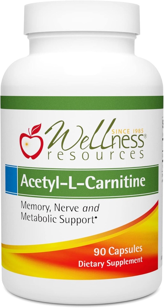 Wellness Resources Acetyl-L-Carnitine (ALC) for Memory, Nerves (500 mg, 90 Capsules)