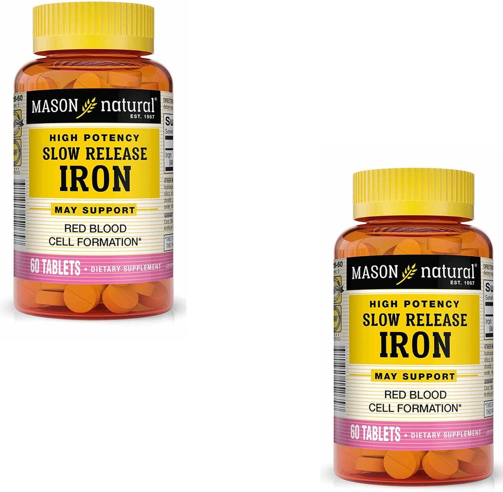 Mason Vitamins Slow Release Iron Σύγκριση με τα ενεργά συστατικά στο Slow Fe, 1-Ounce (Pack of 2)
