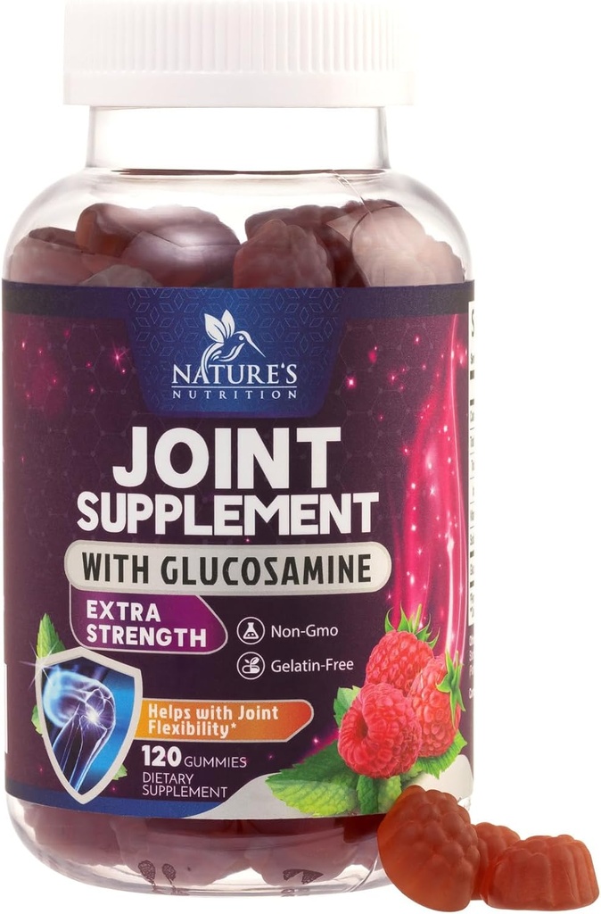 Κοινή Υποστήριξη Gummies Glucosamine Plus Vitamin E - Το συμπλήρωμα κοινής υποστήριξης της φύσης για την περιστασιακή δυσφορία για την πλάτη, τα γόνατα και τα χέρια - Cartilage & Joint Health & Flexibility Support - 120 Gummies
