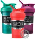 BlenderBottle Classic V2 Shaker μπουκάλι Ιδανικό για την πρωτεΐνη Shakes και προ προπόνηση, 20-Ounce (3 πακέτο), κόκκινο, πράσινο, δαμάσκηνο