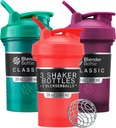 BlenderBottle Classic V2 Shaker μπουκάλι Ιδανικό για την πρωτεΐνη Shakes και προ προπόνηση, 20-Ounce (3 πακέτο), κόκκινο, πράσινο, δαμάσκηνο