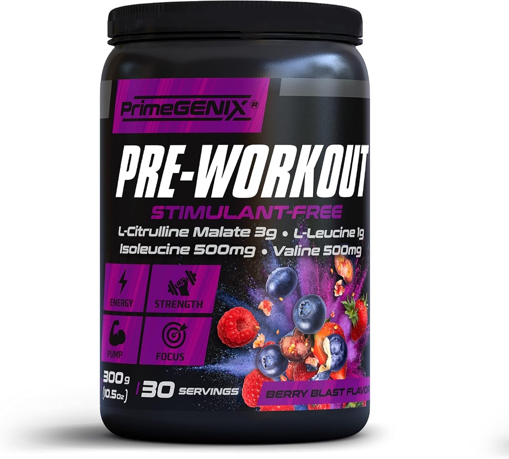 Simulant-free Pre Workout Powder for Men and Women - Ενεργειακή ενίσχυση Ποτό με Beta Alanine, L Citrulline - Made in USA, 30 Services