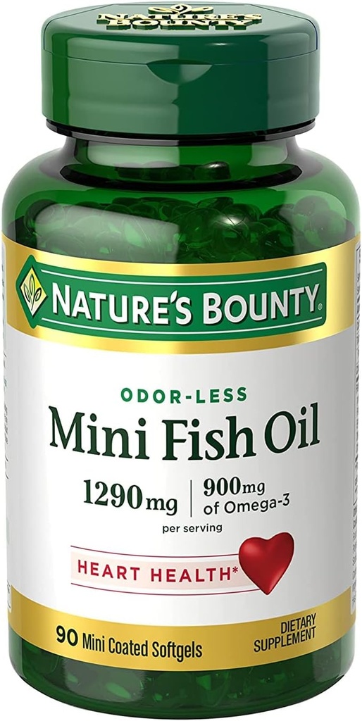 Fish Oil 1290 mg, Mini Odorless Softgels, 2 φιάλες (90 κόμης)