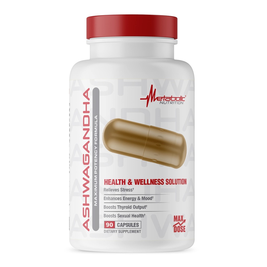 Μεταβολική Διατροφή Ashwagandha 2200mg Κατασκευασμένη με οργανική σκόνη Ashwagandha και εκχύλισμα μαύρου πιπεριού, 90 Vegan Capusles