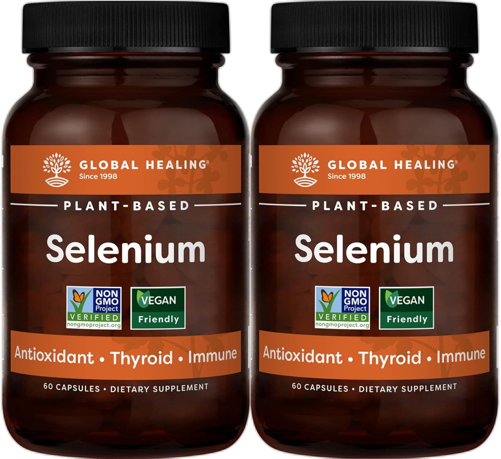 Global Healing Center Σελήνιο 200mcg 2-πακέτο, Pure Selenium συμπλήρωμα με οργανικά συστατικά, αντιοξειδωτικά για το θυρεοειδές & ανοσοποιητική υγεία για άνδρες και γυναίκες - More Than Selenium 100 mcg (60 κάψουλες)