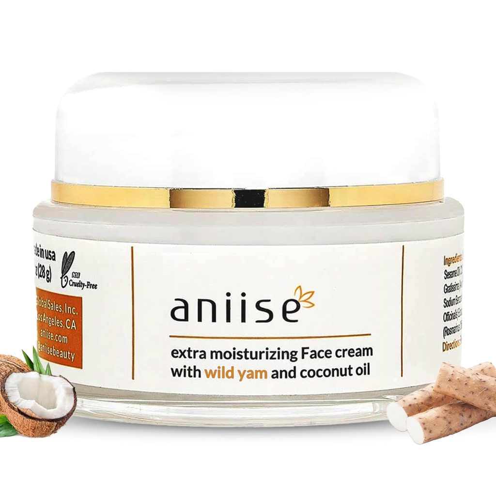 Wild Yam Extra Moisturizing Κρέμα Προσώπου με Λάδι Καρύδας - Wild Yam Cream για Εμμηνόπαυση & Εμμηνόπαυση - Σταθεροποιεί τα επίπεδα ορμονών - Αντιγηραντική Κρέμα για Πολύ Ξηρό Δέρμα - 1 oz
