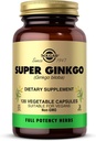 Solgar Super Ginkgo, 120 κάψουλες λαχανικών - Πλήρης ισχύς (FP) - Αντιοξειδωτικό & Νευρικό Σύστημα Υποστήριξη - Εγκεφαλική Υγεία - Μη ΓΤΟ, Vegan, Χωρίς γλουτένη, Χωρίς γαλακτοκομικά, Kosher - 120 Σερβιέτες