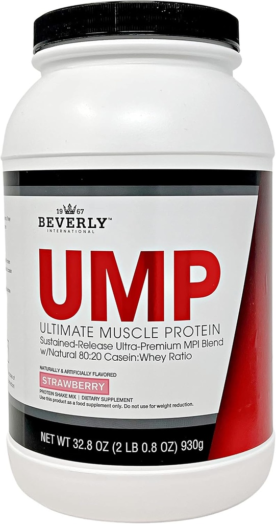 Beverly International UMP Protein Powder, Φράουλα. Μοναδικό Whey-Casein Ratio Χτίζει Lean Μύες. Εύκολα Digest. Δεν Bloat. (32,8 oz) 2lb .8 oz