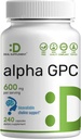 Alpha GPC 600mg ανά υπηρεσία, 240 κάψουλες – Βιοδιαθέσιμη επαναπλήρωσης χολίνης – Nootropic Brain Health Supplements for Memory and Focus – Μη ΓΤΟ, Χωρίς γλουτένη