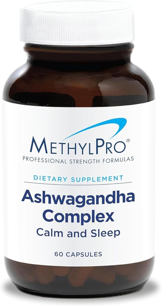 MethylPro Ashwagandha Complex - Ashwagandha, Μαγνήσιο + L-Θεανίνη συμπλήρωμα για τις γυναίκες + άνδρες, υποστήριξη στρες, ηρεμία, εστίαση + ύπνος - 60 κάψουλες