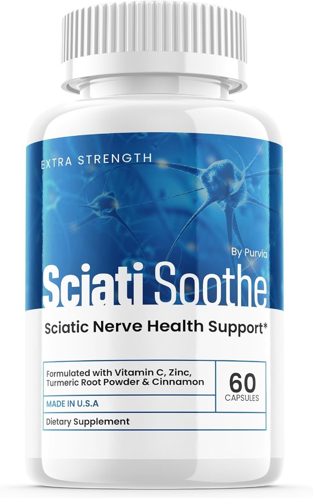 Sciatioothe συμπλήρωμα για Sciatica, Sciati Soothe Nerve Health, Sciatisoothe Κάψουλες Βιταμίνες, Sciatisoothe Advanced Συνολική υποστήριξη ευεξίας Μέγιστη δύναμη Φόρμουλα Made in USA (60 Κάψουλες)