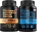 MEDCHOICE Turmeric & Ginger (120ct) και Nootropic Brain (60ct) Συμπλήρωμα Bundle - Wellness Duo για το Joint, Digestion, Brain, & Mood Support - Vegan, Non-GMO, Gluten-free