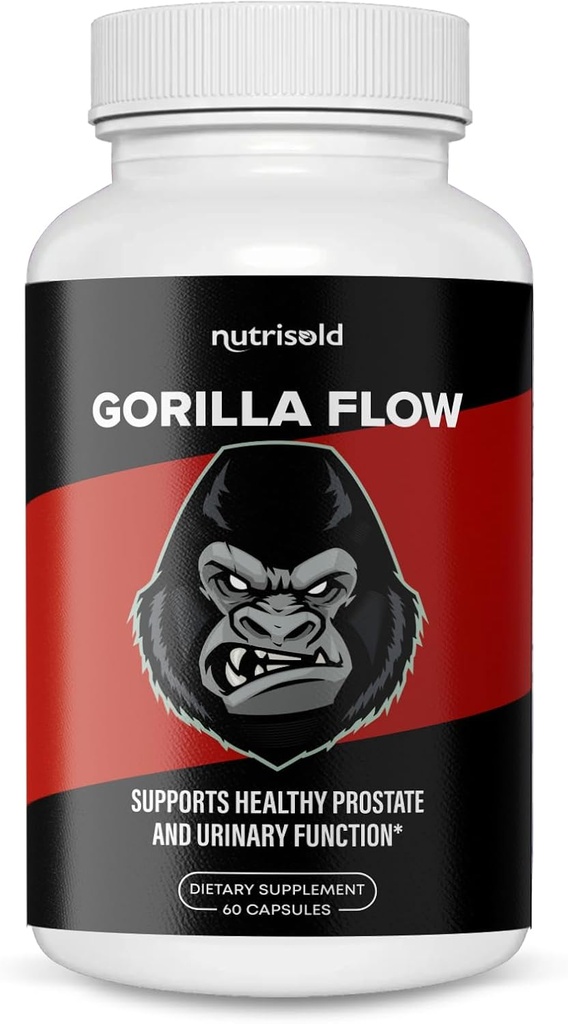 Gorilla Flow - Prostate Support Supplement for Men's Health | Reduce Waking Up at Night to Urinate | Promote Sleep | Support Bladder Emptying | Prostate Herbal Complex | Bladder & Urinary Relief (1)