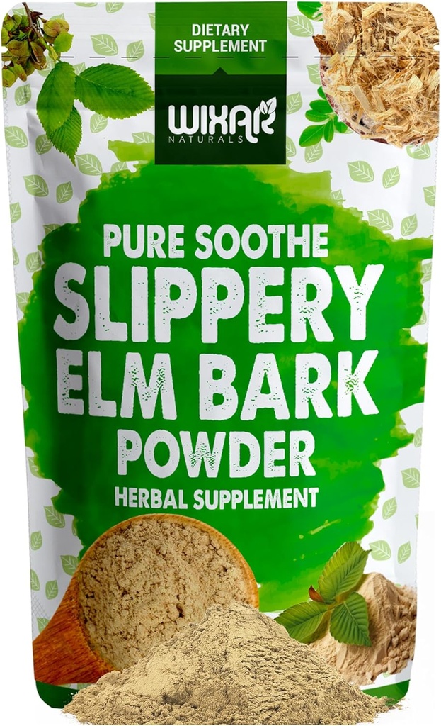 WIXAR Slippery Elm Bark Powder - Soothe Digestive Health, Sore Laroat, Acid Relux - Made from Inner Bark, Natural & Gluten-Free Blend, GMO-Free, Vegan Friendly - Herbal Supplement Powder - 5oz