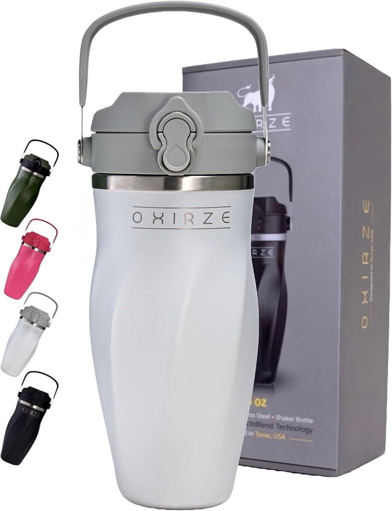 Shaker Bottle for Protein Mixes – Double Wall Stainless Steel, For Shakes, Smoothies, Cocktails –Leak-Proof, 26oz, Copper-Insulated Blender Cup, BPA-Free No Mixing Tools Needed, (Arctic Pearl)