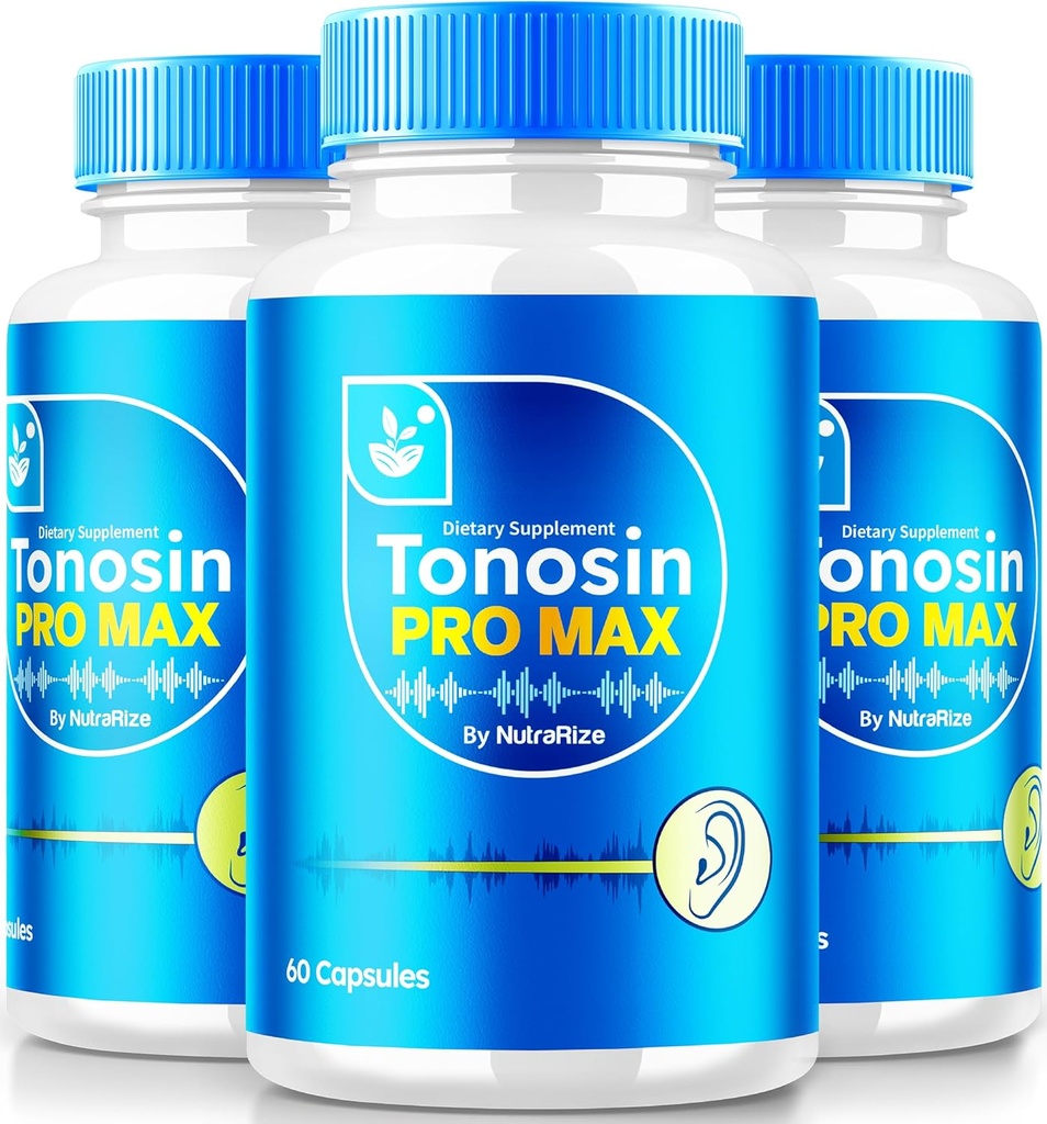 NutraRize (3 Pack) Tonosin Pro Max Κάψουλες, επίσημη φόρμουλα για την υγεία του αυτιού, All-Φυσικό συμπλήρωμα για την προώθηση της εσωτερικής υγείας του αυτιού, Premium υποστήριξη της ακοής, TonosinProMax Κριτικές (180 κάψουλες)