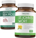 Sea Moss & St. John's Wort (2-Month Supply) Mood Moss Blend - Organic Irish Sea Moss - Raw Vegan Supplement (120 Caps) & St John's Wort με Ισχυρό 900mcg Hypericin Vegan Non-GMO (120 Κάψουλες)