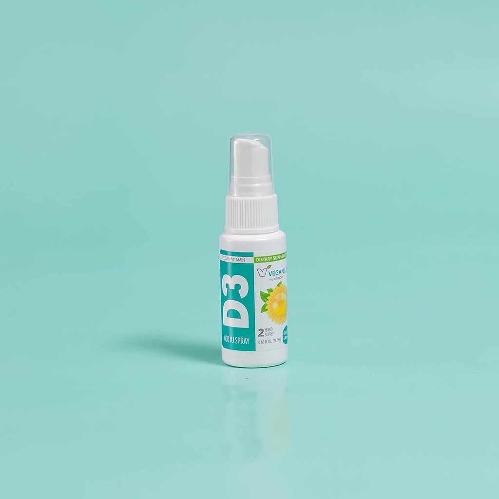 Διατροφή Ζωής Vegan - Βιταμίνη D3 Spray για Ενήλικες (400 IU) - 50% RDV - Πορτοκαλί-Flavored, Χωρίς γλουτένη, Μη-ΓΤΟ, Υποστηρίζει την υγεία των οστών και ανοσοποιητικό σύστημα - 0.65 Fl Ουγγιά