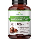 Zazzee Extra Strength Horse Chestnut 10:1 Extract, 3000 mg Δύναμη, 20% Aescins, 4 μήνες προσφοράς, 120 Vegan κάψουλες, συμπυκνωμένα και τυποποιημένα 10X Extract, όλα-φυσικά, μη-GMO, Κατασκευασμένο στις ΗΠΑ