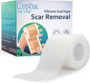 Boysea Silicone Scar Sheets (1.6" x 120") Καθαρή ταινία ουλή σιλικόνης - Θεραπεία αφαίρεσης ουλών - Επαναχρησιμοποιήσιμες ταινίες ουλή για κελόιντ, C-τμήμα, κάψιμο, χειρουργική ουλές
