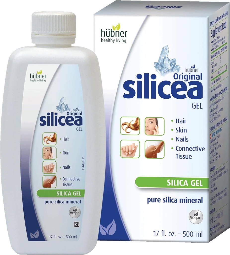 Hubner Original Silicea Gel 17 fl oz / 500 ml για μαλλιά, δέρμα, νύχια, και συνδετικό ιστό, καθαρό κολλοειδές Silica Gel Formula, χωρίς πρόσθετα ή συντηρητικά