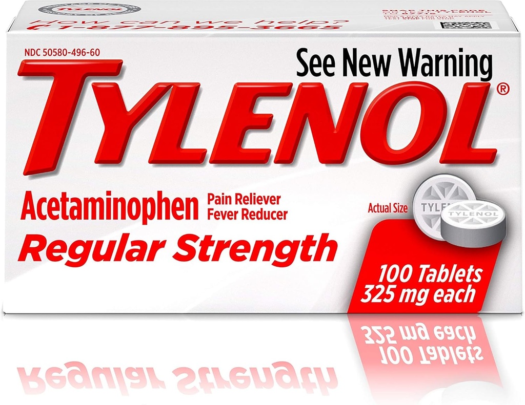 Tylenol Reg Strngth 100'S Μέγεθος 100ct Tylenol 325 Mg Κανονική δύναμη πόνο Reliever
