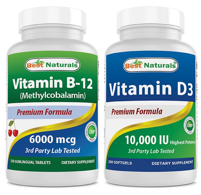 Best Naturals Βιταμίνη B12 6000 mcg & Βιταμίνη D3 10000 IU