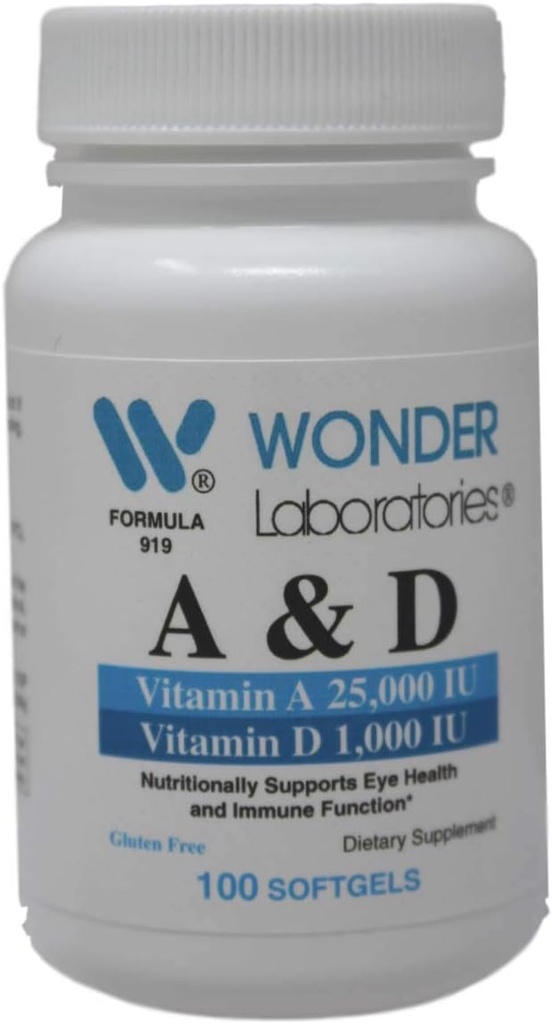 Wonder Laboratories Βιταμίνη a 25,000 IU από το ιχθυέλαιο Cod Liver + Βιταμίνη D3 1,000 IU