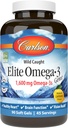 Carlson Elite Omega-3 Gems, 1600mg Omega-3s με EPA & DHA, Άγριος-Πιάστηκε Νορβηγικό ιχθυέλαιο, άρωμα λεμόνι, 90 Softgels