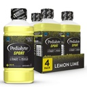 Pedialyte Sport Ηλεκτρολυτικό Ποτό, Γρήγορη Ενυδάτωση με 5 Ηλεκτρόλυτες για την υποστήριξη μυών πριν, κατά τη διάρκεια, & μετά την άσκηση, Λεμόνι Lime, 1 Λίτρο, Συσκευασία των 4