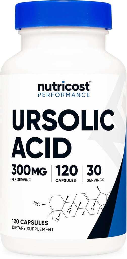 Nutricost Ουρσολικό οξύ 300mg, 120 κάψουλες - Χορτοφαγικά, Μη ΓΤΟ, Χωρίς γλουτένη, Χωρίς σόγια