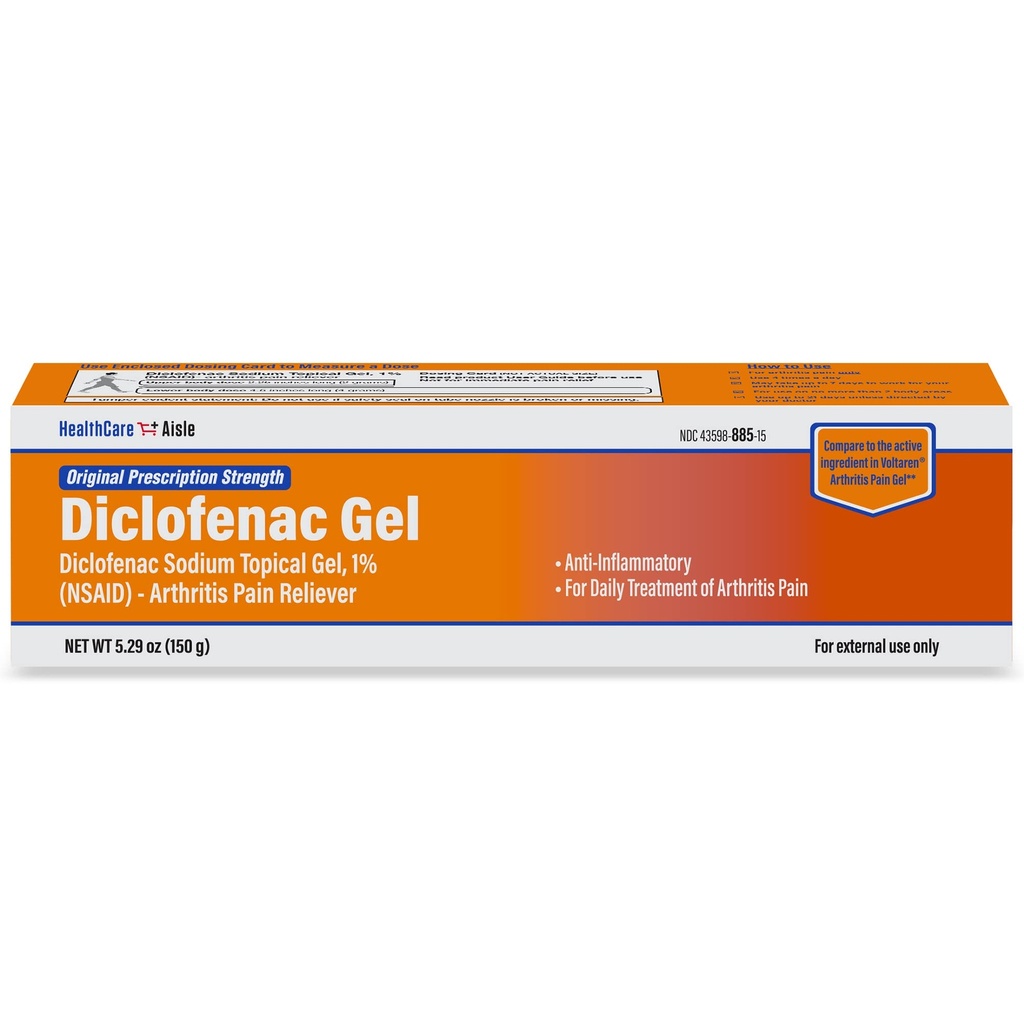 HealthCareAisle Diclofenac Gel, 1%, Αρθρίτιδα Ανακούφιση πόνου - 150 g σωλήνα - Αρχική δύναμη συνταγής (ΜΣΑΦ)