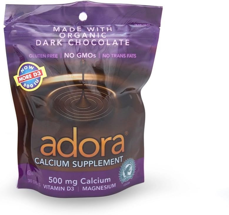 Adora συμπλήρωμα ασβεστίου Σκοτεινή σοκολάτα, 30 Count (Value Pack of 3)