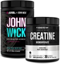 Jacked Factory X John Wick - Wick Mode Pre Workout Powder (Baba Yaga Blue Raz, 40 Servings) & Creatine Monohydrate Powder (Άγευστη, 30 Services)