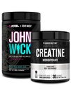 Jacked Factory X John Wick - Wick Mode Pre Workout Powder (Baba Yaga Blue Raz, 40 Servings) & Creatine Monohydrate Powder (Άγευστη, 30 Services)