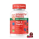 SmartyPants Kids Fiber & Veggies: Προβιοτικές ίνες για παιδιά, συμπλήρωμα ινών με ινουλίνη, οργανική πράσινη Veggie Blend, Vegan, χωρίς γλουτένη, μικτή γεύση μούρου, 60 Count (30 Day Supply)