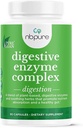 Nbpure Vegan Digestive Enzyme Complex – Daily Bloating, Gas, & Food Digestive Support for Women & Men – 12 Enzymes & 3 Herbs – Lactase, Protease, Lipase, Ginger, Cinnamon, Peppermint + More