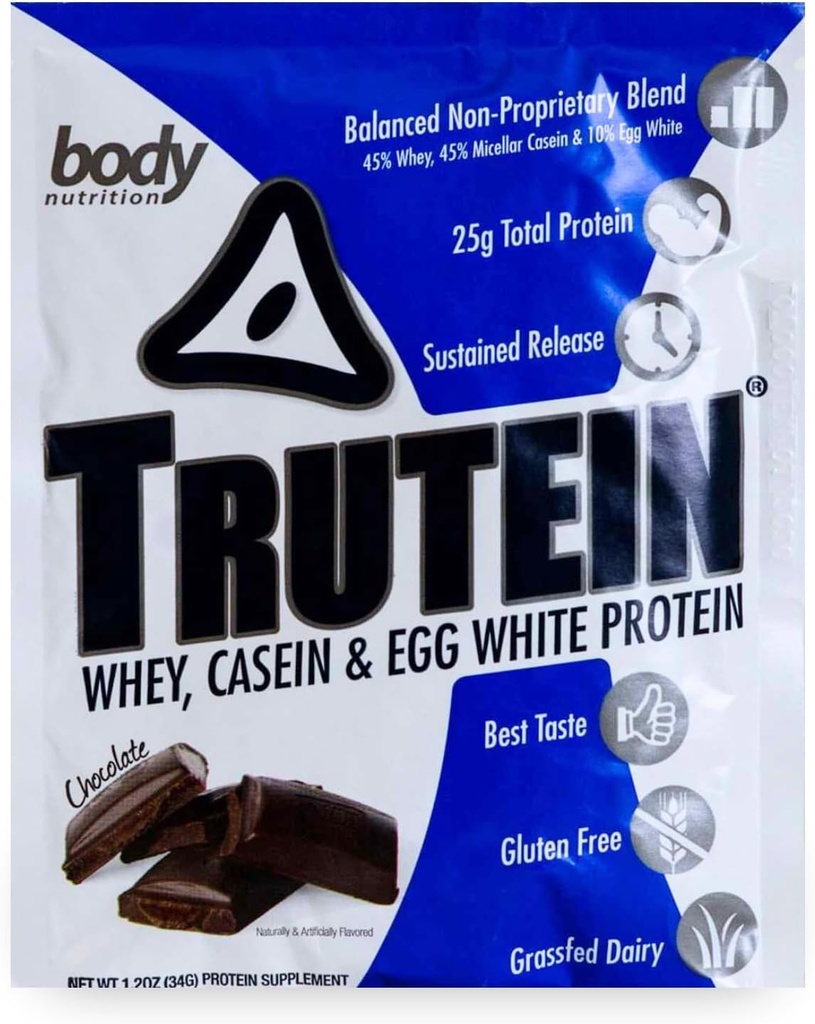 Διατροφή σώματος Trutein Υψηλή πρωτεΐνη σκόνη: 45% Whey, 45% καζεΐνη, 10% Αυγό Λευκό, χωρίς γλουτένη, χαμηλό νάτριο, Grass Fed πρωτεΐνη Whey σκόνη, γυμναστήριο συμπλήρωμα & πρωινό Shake, σοκολάτα, 34g δείγμα