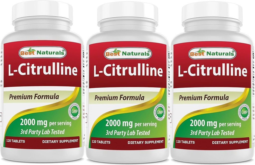 Best Naturals L-Citrulline 2000mg/serving - Μη ΓΤΟ - Χωρίς γλουτένη - 120 δισκία (120 Count (Pack of 3))