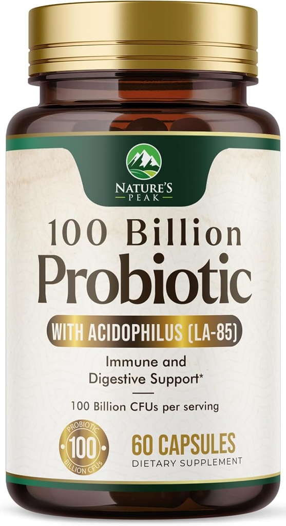 Probiotics 100 Δισεκατομμύρια CFU - 16 Probiotic Strains with Prebiotics - Υποστηρίζει την ανοσοποίηση, την υγεία των ούρων, την PH, την περιστασιακή δυσκοιλιότητα, το αέριο & το αίμα - Συμπλήρωμα για γυναίκες & άνδρες, Ράφι σταθερό - 60 κάψουλες
