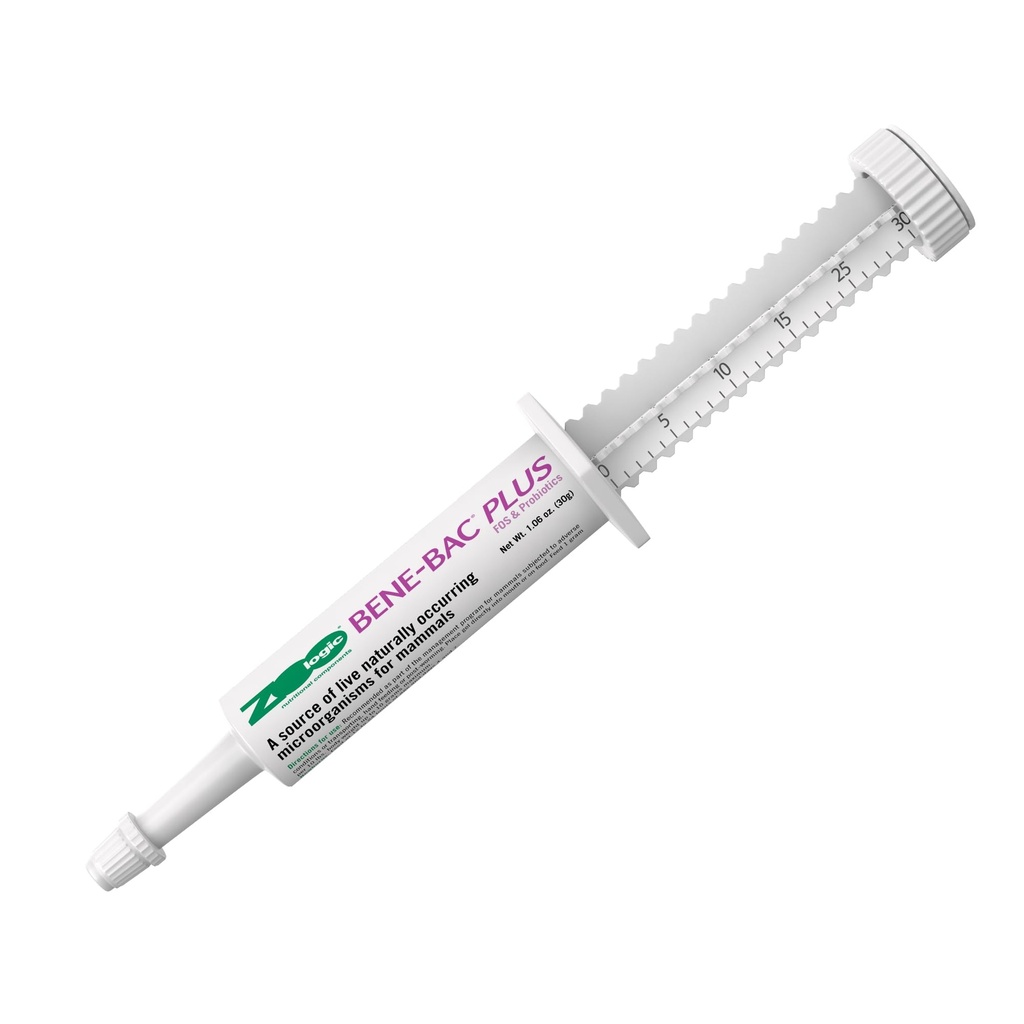 Pet-Ag Zoologic Bene-Bac Plus Mammal Gel - 30 gm Syringe - FOS & Probiotics for Dogs, Cats, Exotic and Wildlife Mammals