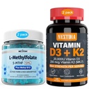 Nextdia Vitamin D3 20,000 IU + K2(MK7) 200mcg, L-MethylFolate 15mg & Methyl B12 Gummies