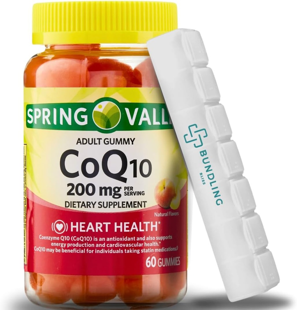 Spring Valley CoQ10 200mg Gummies, Συμπλήρωμα διατροφής, 60 Count 7 Day Pill Organizer Περιλαμβάνεται - 1 Pack