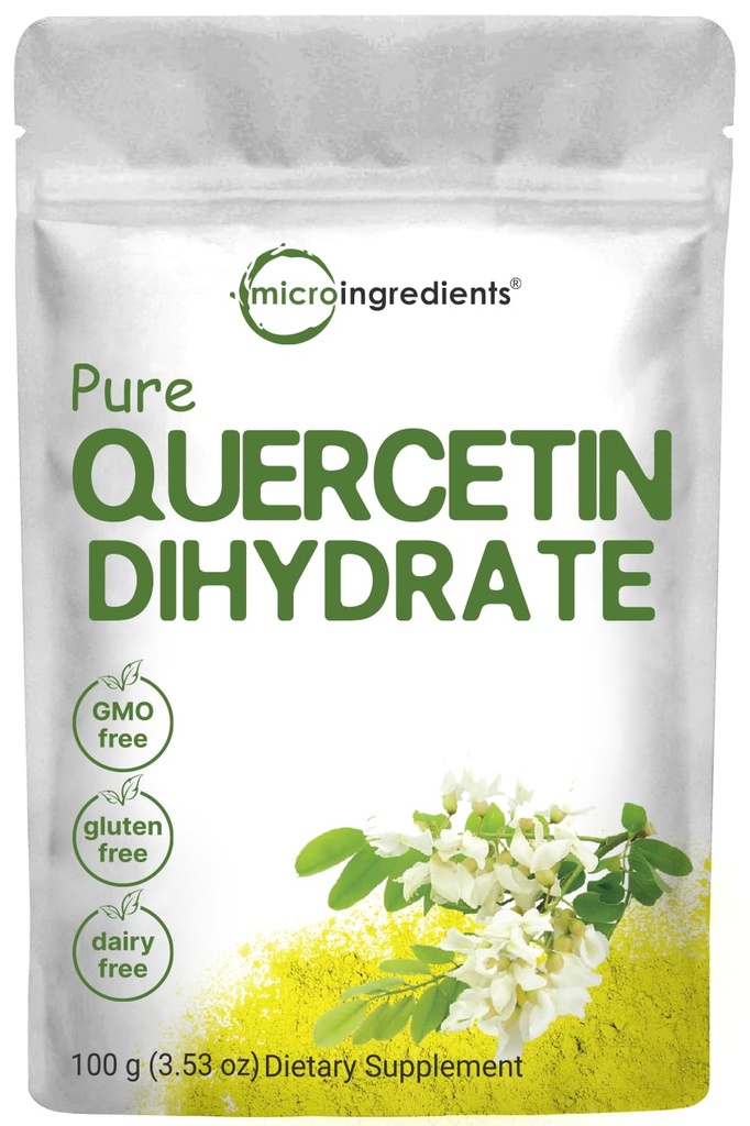 Pure Quercetin Dihydrate Powder, Quercetin 500mg ανά υπηρεσία, 100 γραμμάρια, Bioδιαθέσιμος Βαθμός και Filler Δωρεάν, Ισχυρό Αντιοξειδωτικό Υποστηρίζει Ενέργεια, ανοσοποιητικό σύστημα, Όχι ΓΤΟ και Vegan
