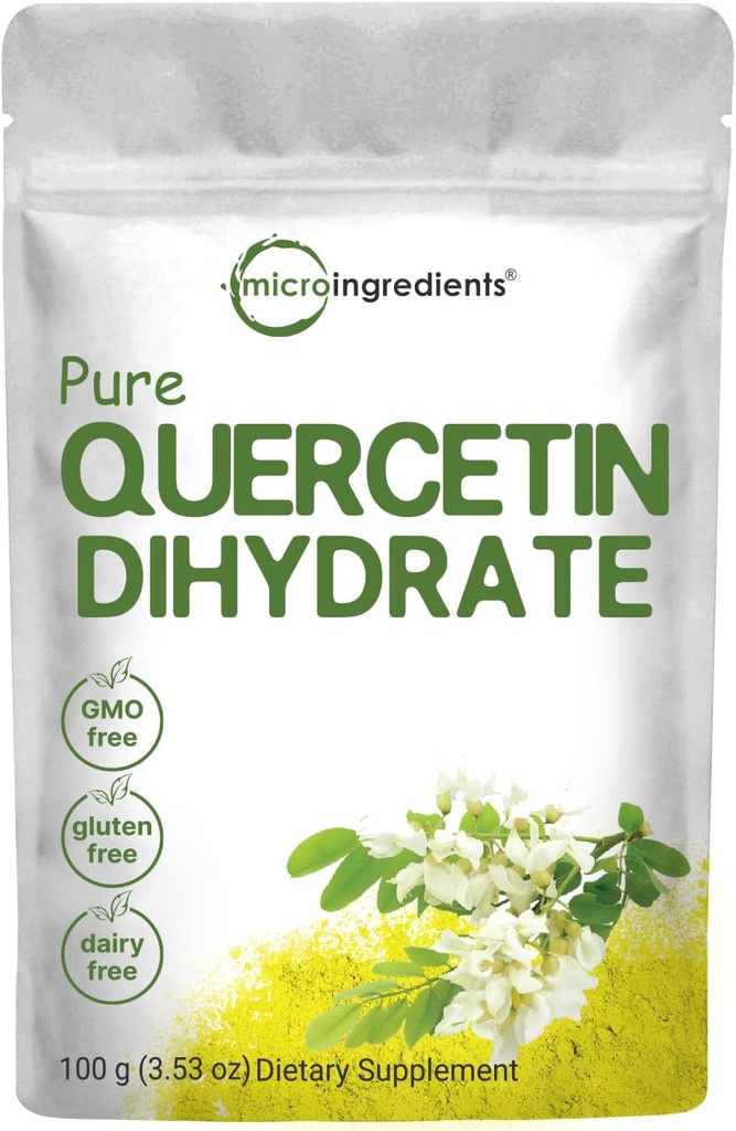 Pure Quercetin Dihydrate Powder, Quercetin 500mg ανά υπηρεσία, 100 γραμμάρια, Bioδιαθέσιμος Βαθμός και Filler Δωρεάν, Ισχυρό Αντιοξειδωτικό Υποστηρίζει Ενέργεια, ανοσοποιητικό σύστημα, Όχι ΓΤΟ και Vegan